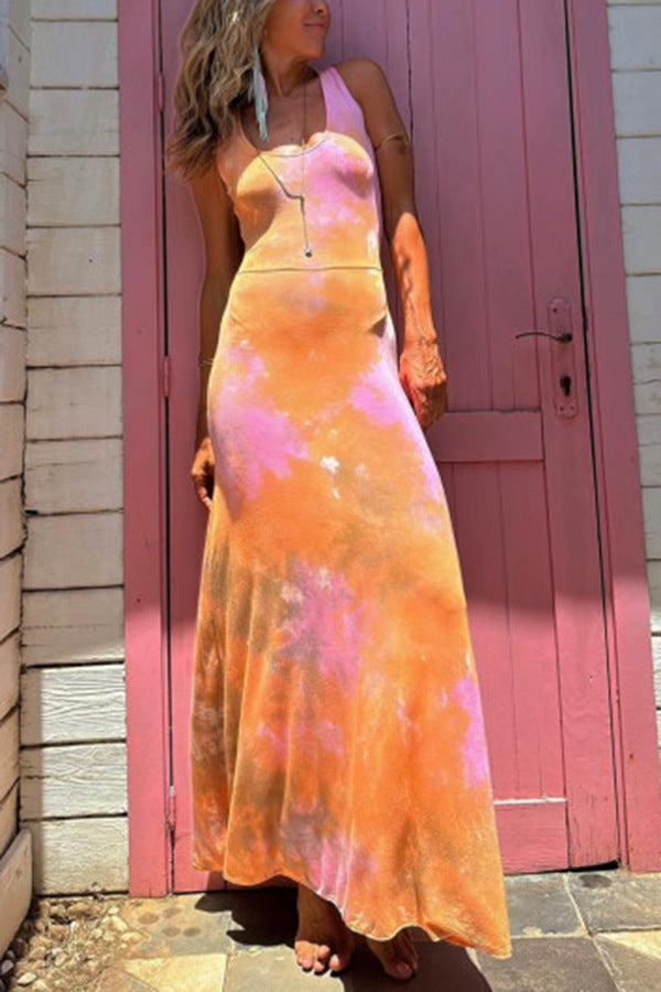 Summer Sexy Women Wear Sling Backless Cross Maxi Dress