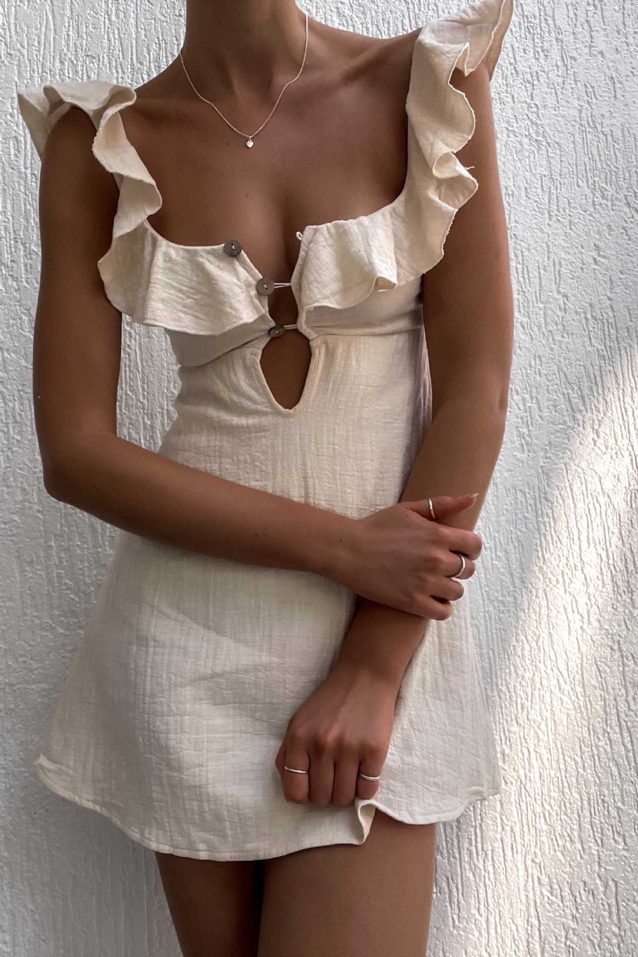 Sexy Ruffled Spaghetti Straps Dress Women