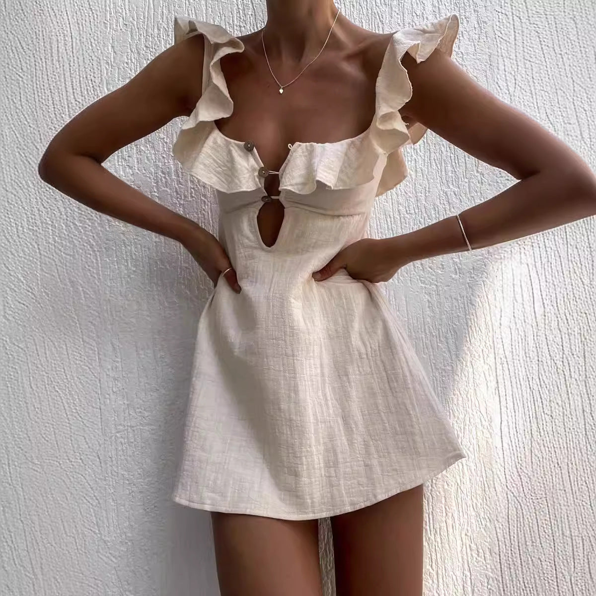 Sexy Ruffled Spaghetti Straps Dress Women