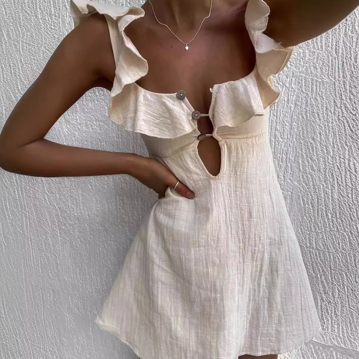 Sexy Ruffled Spaghetti Straps Dress Women