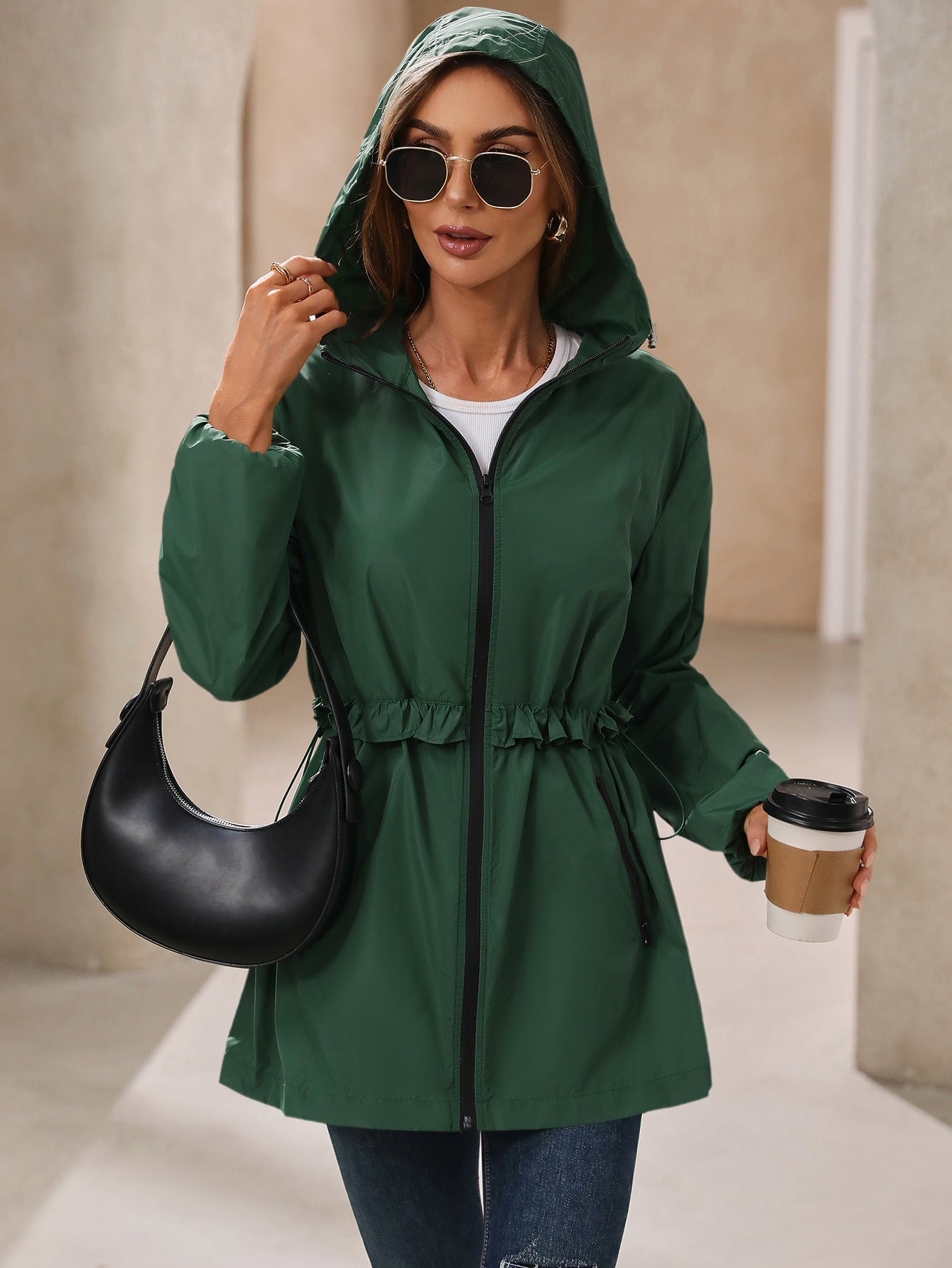 Kayme Women’s Waterproof Rain Jacket Hooded Elegant Trench with Pockets