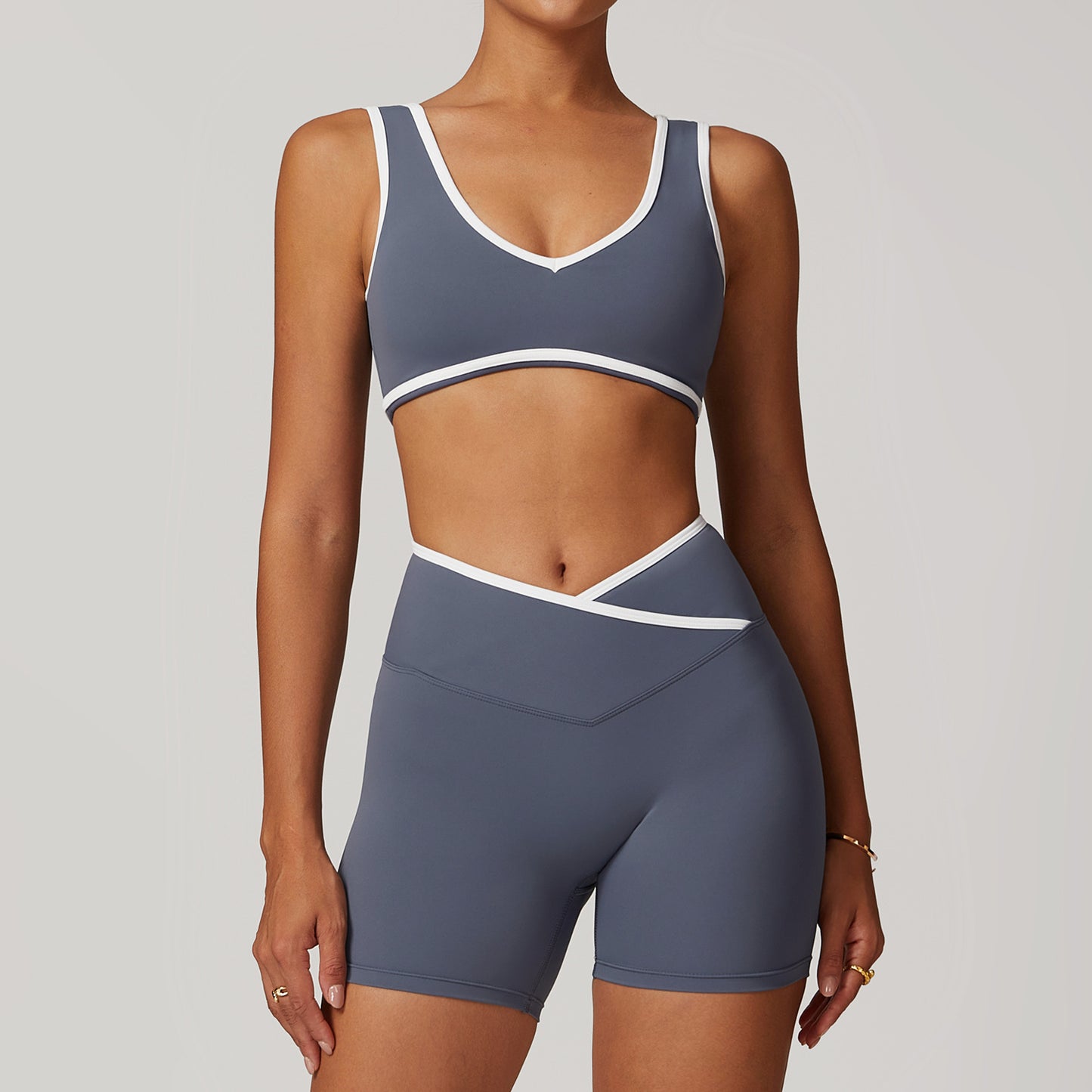 Cross High Top Sports Suit Women Contrast Color Backless Tight Nude Feel Yoga Suit Suit Running Fitness Yoga Wear