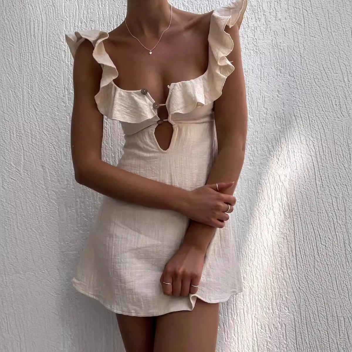 Sexy Ruffled Spaghetti Straps Dress Women