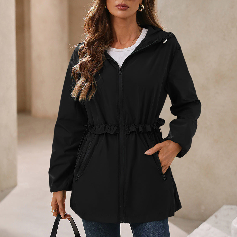 Kayme Women’s Waterproof Rain Jacket Hooded Elegant Trench with Pockets