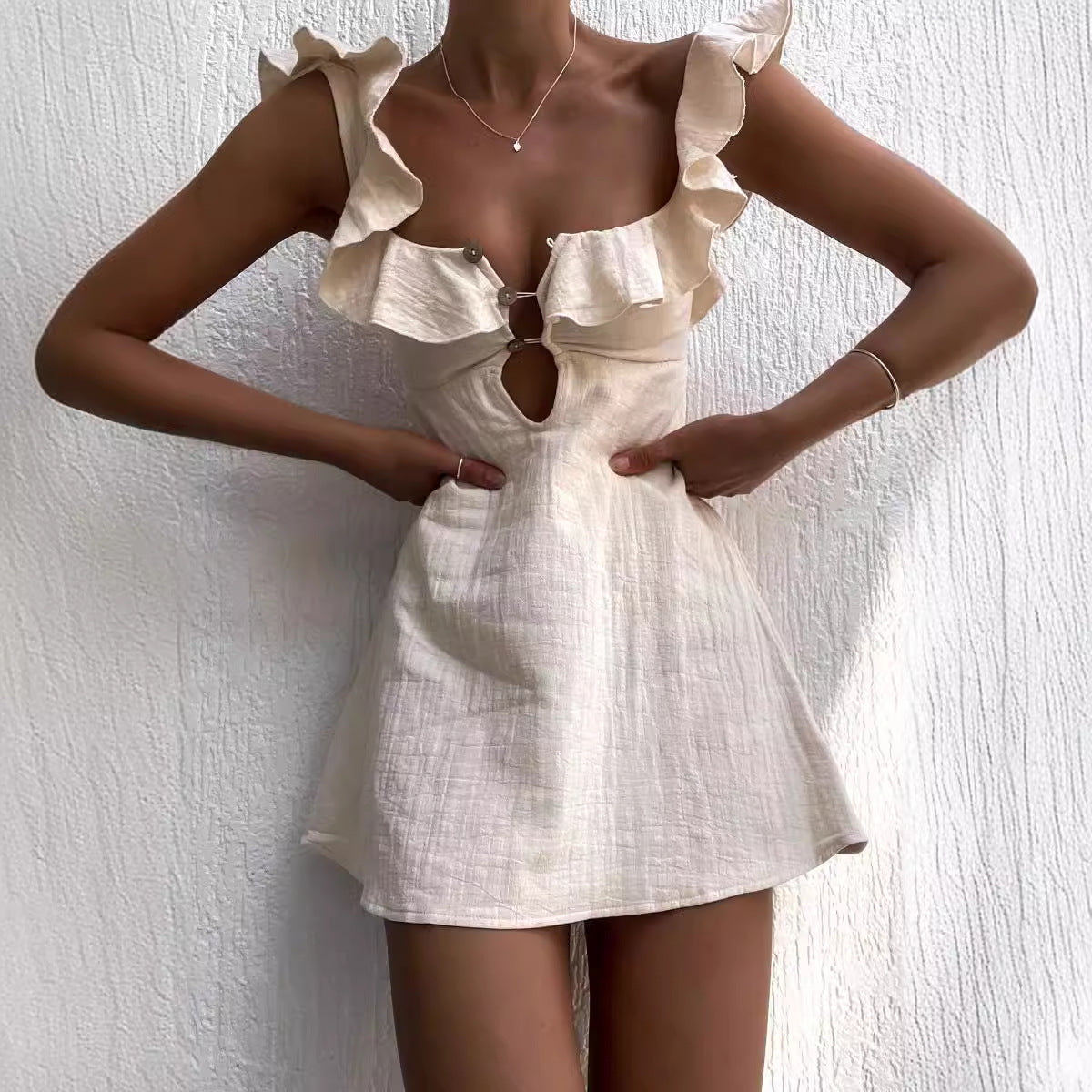 Sexy Ruffled Spaghetti Straps Dress Women