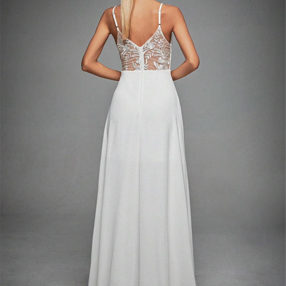 V neck Strap Evening Dress Lace Backless Large Swing Dance Dress Party Dress Bridesmaid Dress