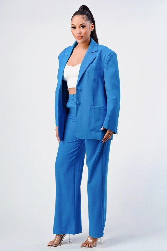 ATHINA CASUAL LOOSE FIT BLAZER AND PANTS - NUTRAL ATTIRE