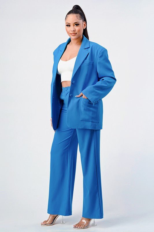 ATHINA CASUAL LOOSE FIT BLAZER AND PANTS - NUTRAL ATTIRE