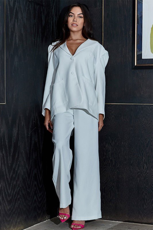 ATHINA CASUAL LOOSE FIT BLAZER AND PANTS - NUTRAL ATTIRE