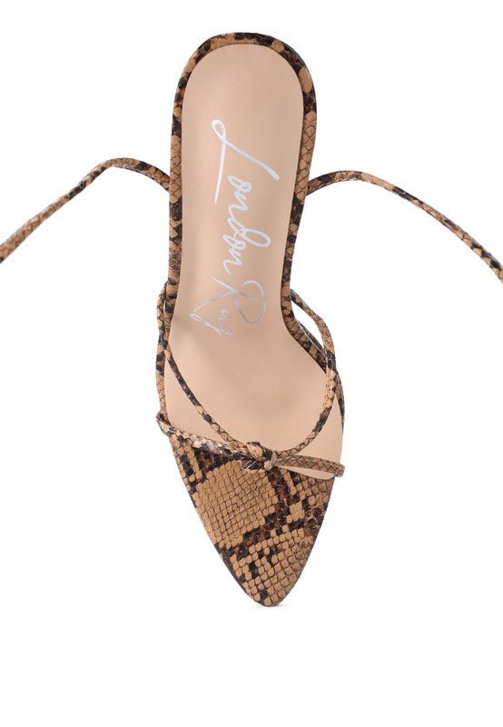 BONDAGE HIGH HEEL LACE UP SANDALS - NUTRAL ATTIRE