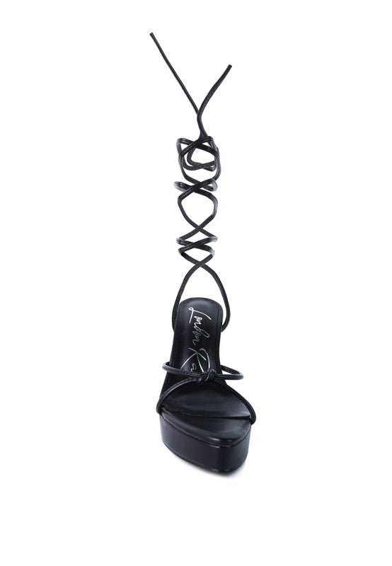 BONDAGE HIGH HEEL LACE UP SANDALS - NUTRAL ATTIRE