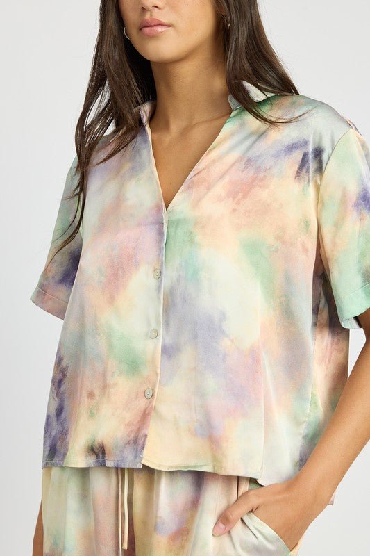 BUTTON DOWN CROPPED SHIRT - NUTRAL ATTIRE