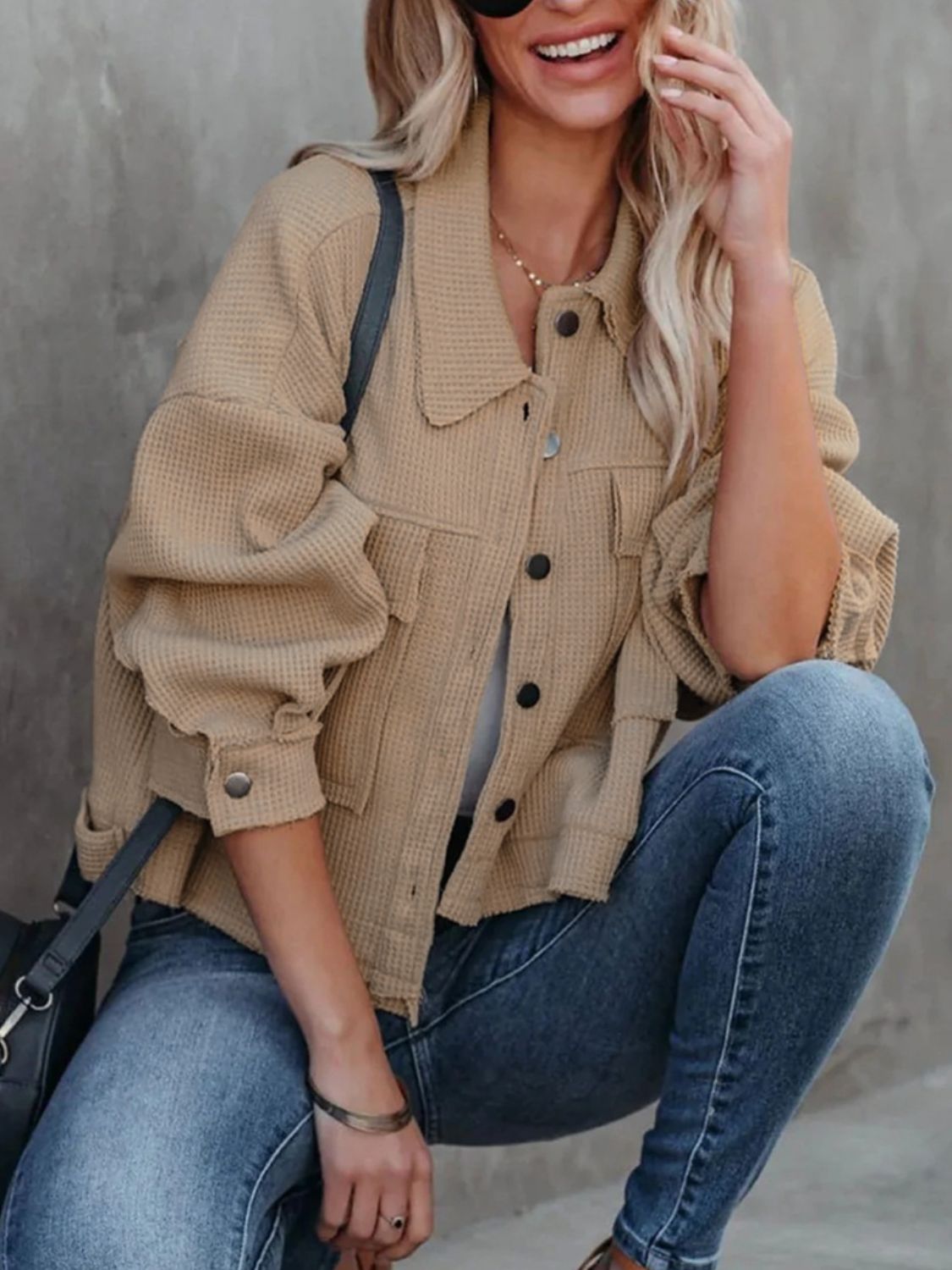 Button Up Long Sleeve Jacket - NUTRAL ATTIRE
