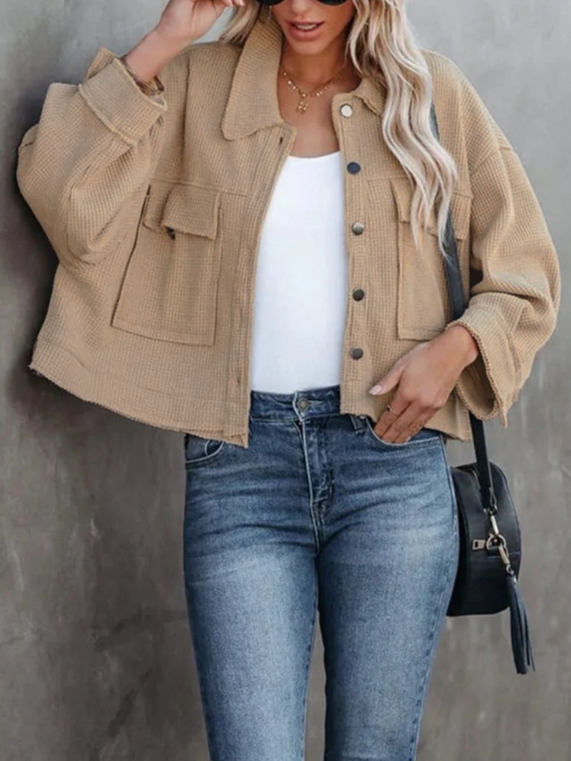 Button Up Long Sleeve Jacket - NUTRAL ATTIRE