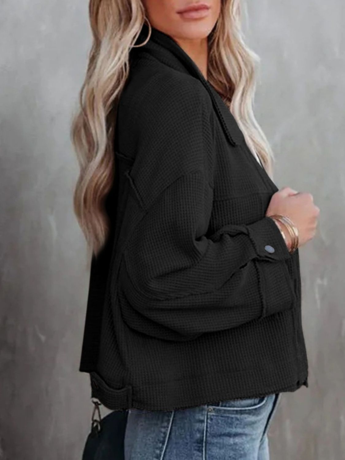 Button Up Long Sleeve Jacket - NUTRAL ATTIRE