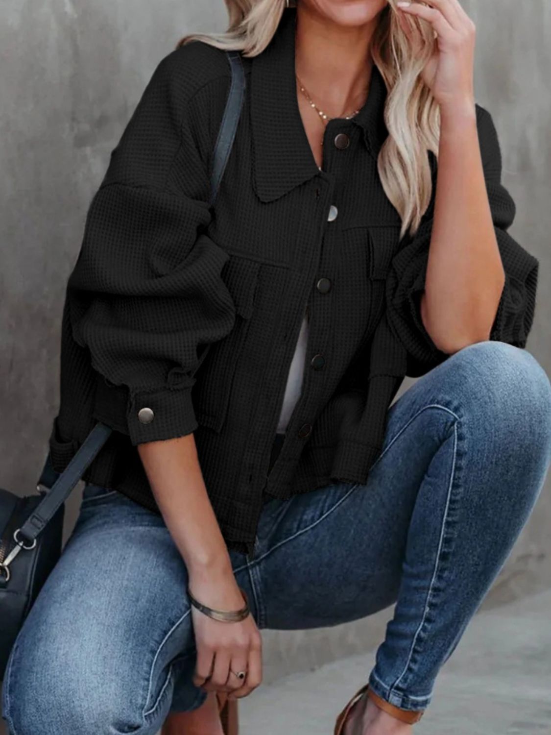 Button Up Long Sleeve Jacket - NUTRAL ATTIRE