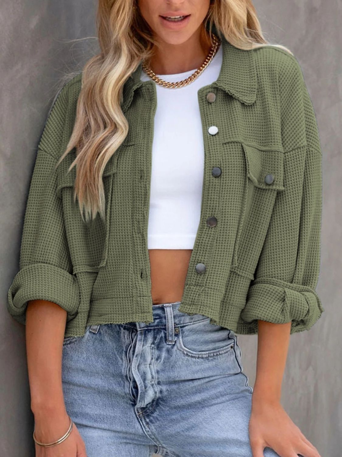 Button Up Long Sleeve Jacket - NUTRAL ATTIRE