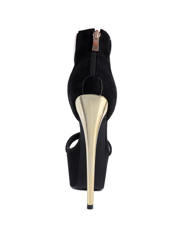 COSMO GIRL METAL BAND HIGH HEELED SANDALS - NUTRAL ATTIRE