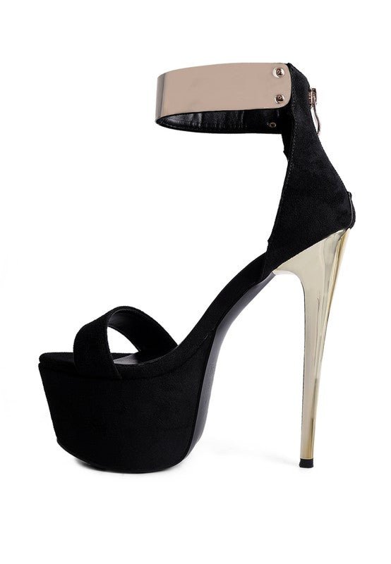 COSMO GIRL METAL BAND HIGH HEELED SANDALS - NUTRAL ATTIRE