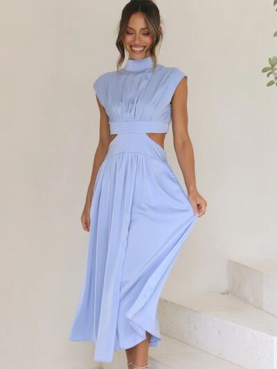 Cutout Mock Neck Sleeveless Dress - NUTRAL ATTIRE