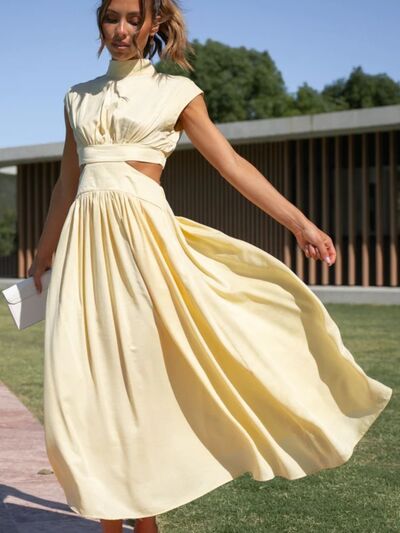 Cutout Mock Neck Sleeveless Dress - NUTRAL ATTIRE