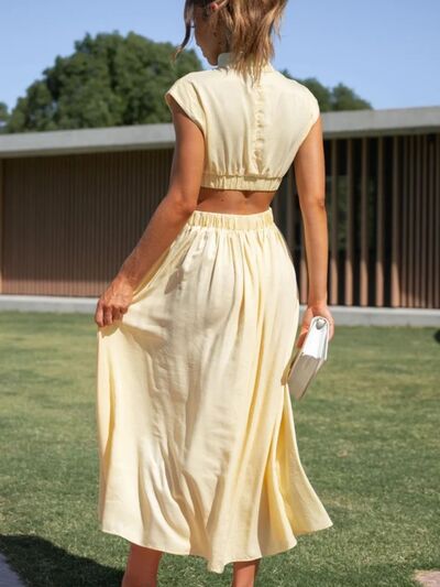 Cutout Mock Neck Sleeveless Dress - NUTRAL ATTIRE