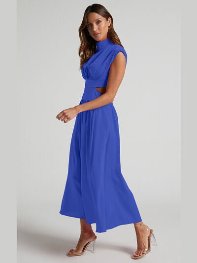 Cutout Mock Neck Sleeveless Dress - NUTRAL ATTIRE
