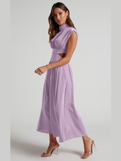 Cutout Mock Neck Sleeveless Dress - NUTRAL ATTIRE