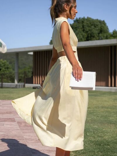 Cutout Mock Neck Sleeveless Dress - NUTRAL ATTIRE