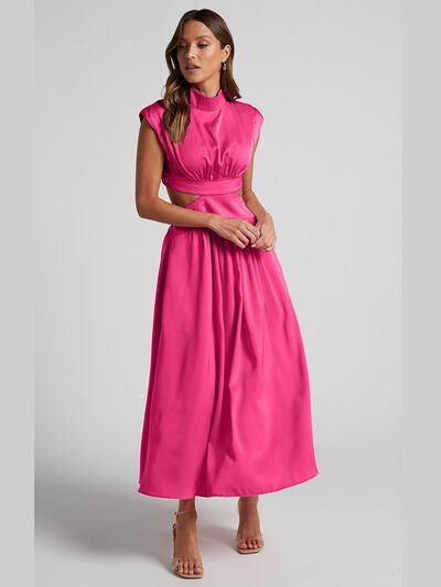 Cutout Mock Neck Sleeveless Dress - NUTRAL ATTIRE