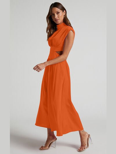 Cutout Mock Neck Sleeveless Dress - NUTRAL ATTIRE