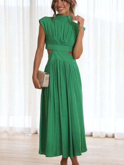 Cutout Mock Neck Sleeveless Dress - NUTRAL ATTIRE