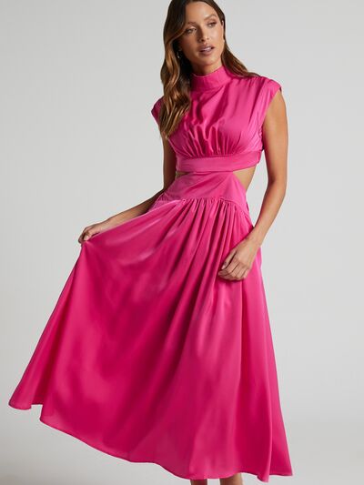 Cutout Mock Neck Sleeveless Dress - NUTRAL ATTIRE