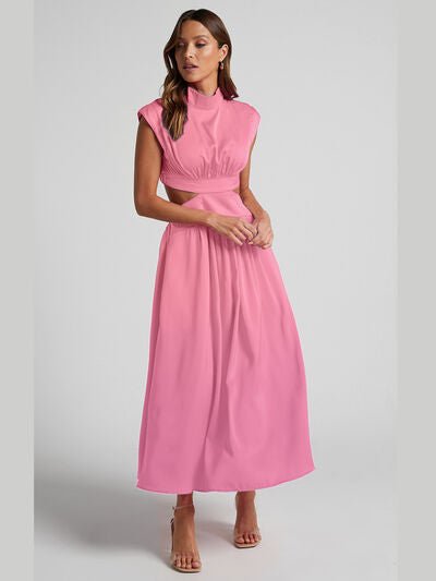 Cutout Mock Neck Sleeveless Dress - NUTRAL ATTIRE