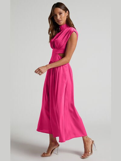 Cutout Mock Neck Sleeveless Dress - NUTRAL ATTIRE
