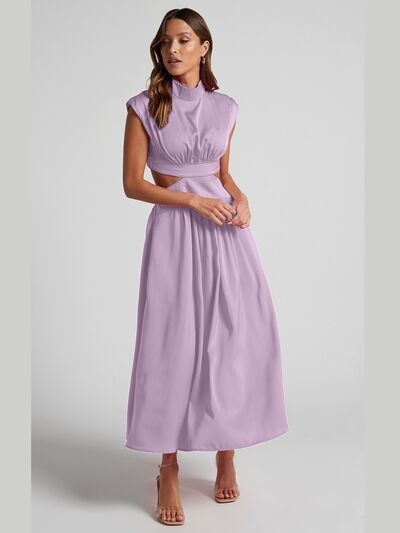 Cutout Mock Neck Sleeveless Dress - NUTRAL ATTIRE