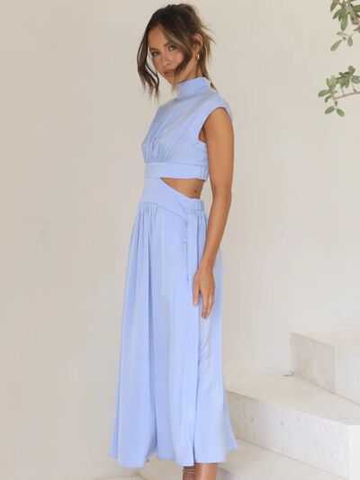 Cutout Mock Neck Sleeveless Dress - NUTRAL ATTIRE