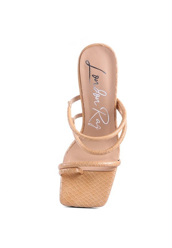 DANDELION HIGH BLOCK HEELED CROC SANDALS - NUTRAL ATTIRE