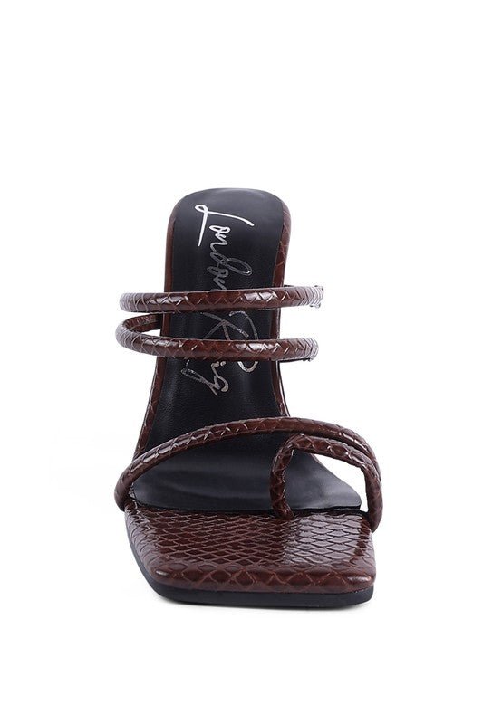 DANDELION HIGH BLOCK HEELED CROC SANDALS - NUTRAL ATTIRE