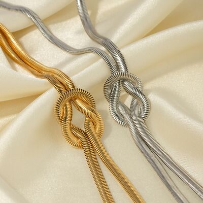 Double Layered Knot Herringbone Choker Necklace - NUTRAL ATTIRE