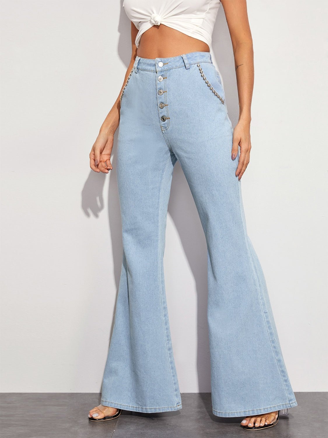 Fly Girl Button Wide Leg Jeans - NUTRAL ATTIRE