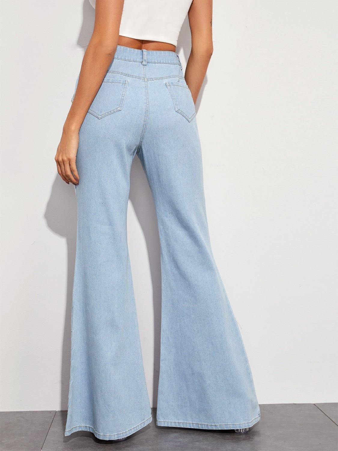 Fly Girl Button Wide Leg Jeans - NUTRAL ATTIRE