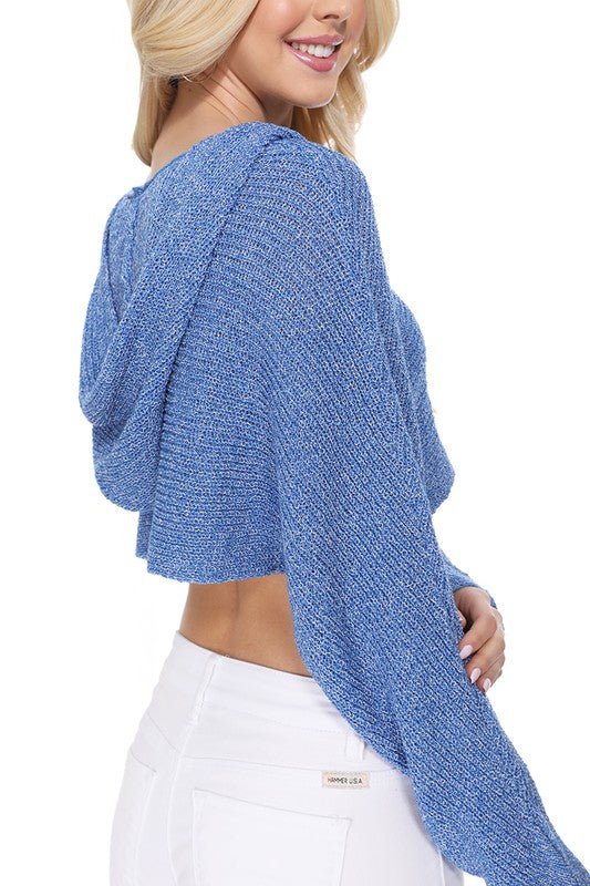 Laila Long Sleeve Knit Cropped Sweater Top Hoodie Pink - NUTRAL ATTIRE