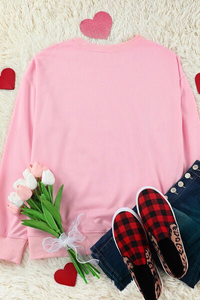 LOVER Round Neck Dropped Shoulder Sweatshirt - NUTRAL ATTIRE