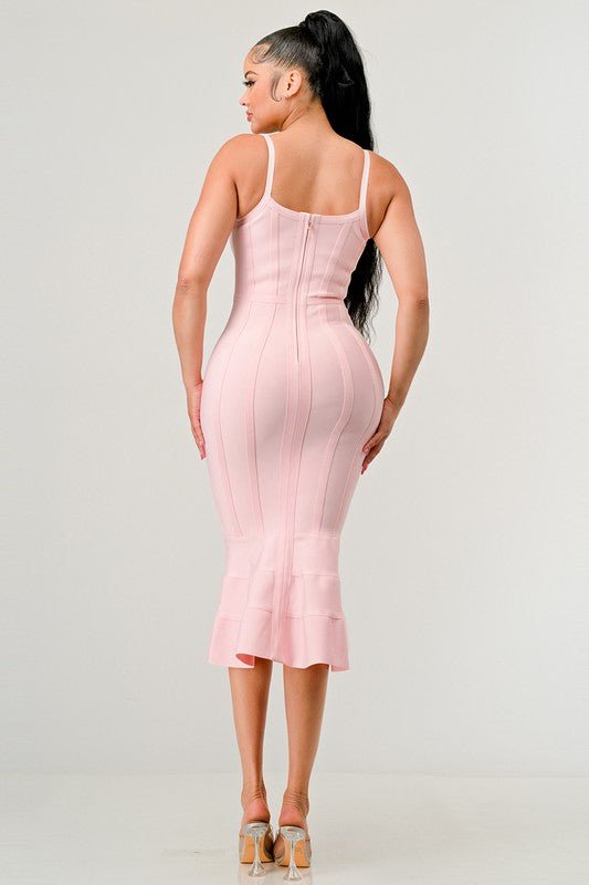 MARILYN BODYCON MIDI DRESS PINK - NUTRAL ATTIRE