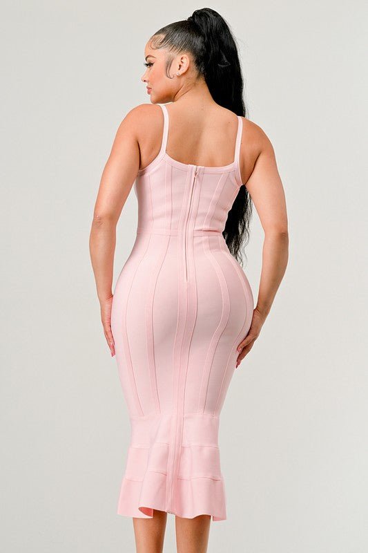 MARILYN BODYCON MIDI DRESS PINK - NUTRAL ATTIRE