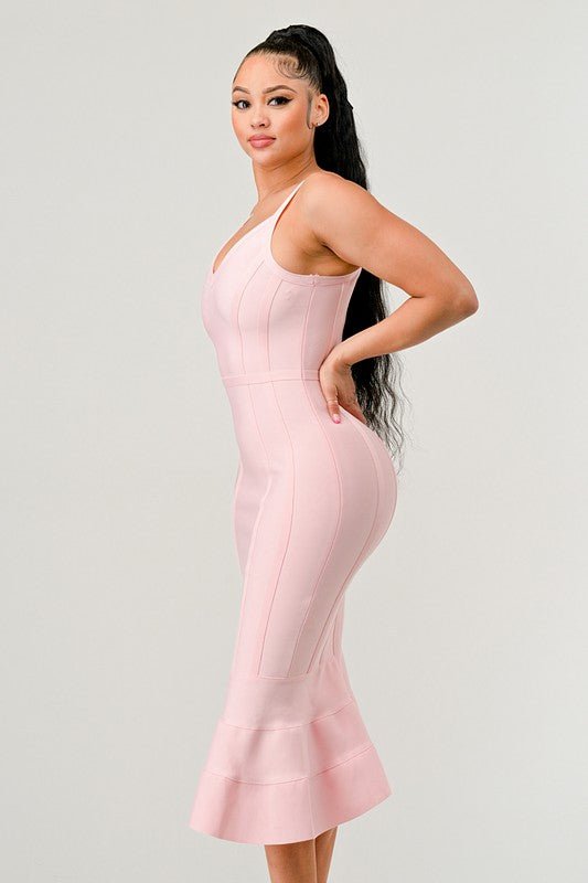 MARILYN BODYCON MIDI DRESS PINK - NUTRAL ATTIRE