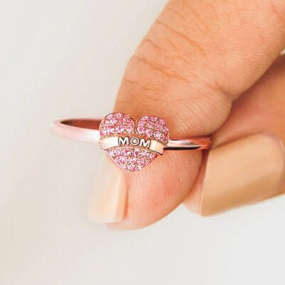 MOM Heart Shape 925 Sterling Silver Engraved Ring - NUTRAL ATTIRE