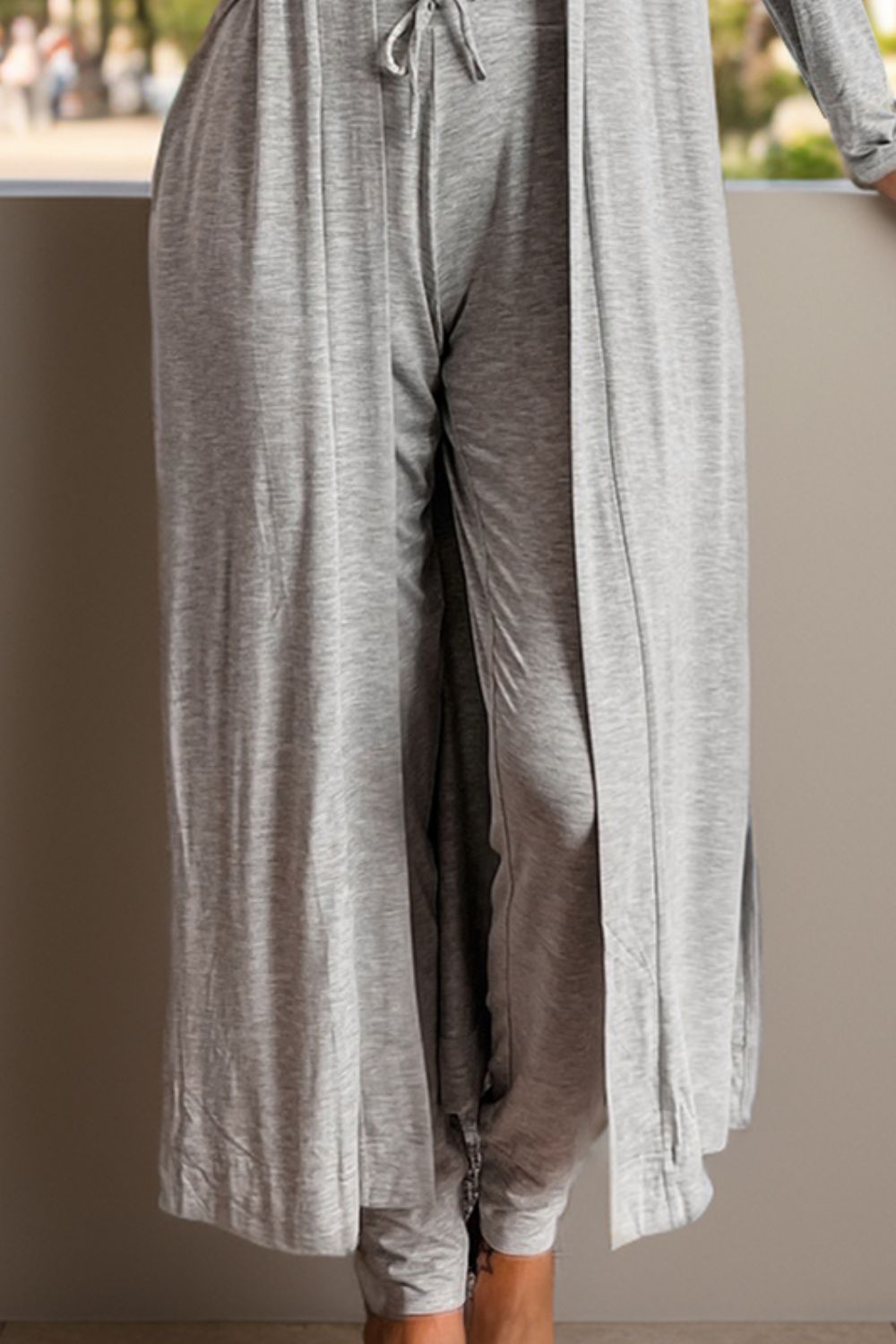 Open Front Long Sleeve Cardigan and Pants Lounge Set - NUTRAL ATTIRE
