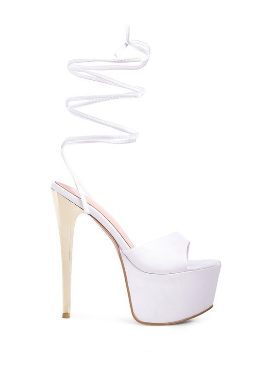 PASSION DRAMATIC PLATFORM LACE - UP HEEL SANDALS - NUTRAL ATTIRE